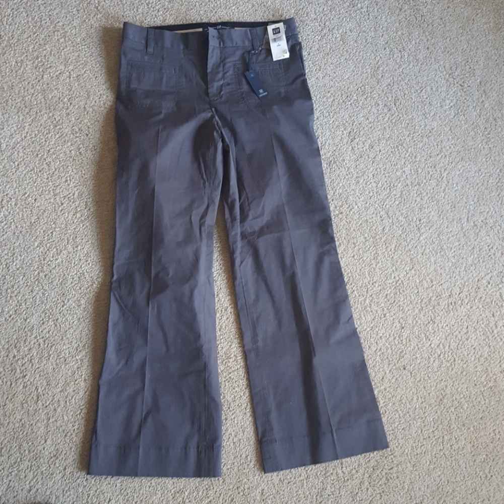 GAP GRAY STRIPED HIGH RISE STRAIGHT PANTS SZ 4 ANK